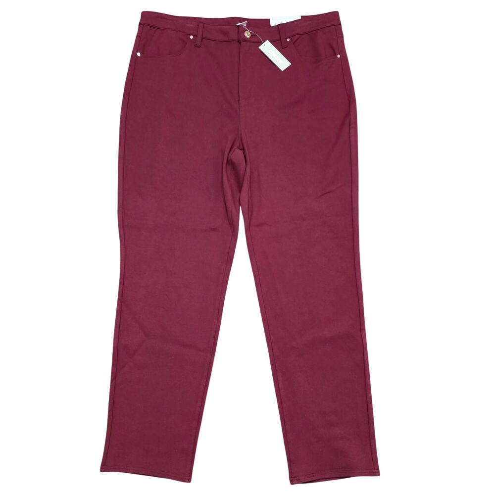 NWT Chico's Ponte 5 Pocket Slim Pant Cranberry Spice Size 3R US 16R